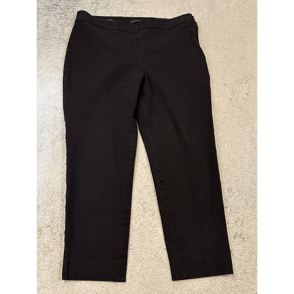 Talbots Chatham Ankle Pants Womens 14P Black Side Zip Slim Leg Stretch Trousers